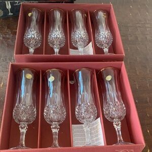 Longchamp Vintage Gold Rim Crystal Champagne Sets (8 glasses)